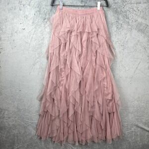 Soho Apparel Pink Layered Maxi Skirt